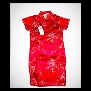 Traditional Chinese Red Satin Dress Kimono Girls 4